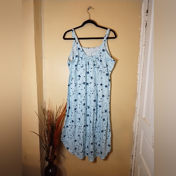 Other - Blue Starry Sleeveless Night Dress Rayon Blend Size XL